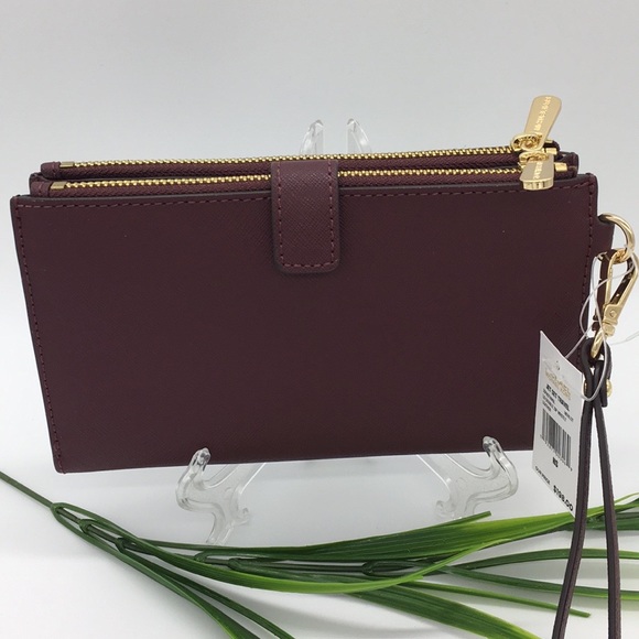 Michael Kors Jet Set Travel LG Double Zip Wristlet Wallet  Leather Dark Cherry - Picture 7 of 16